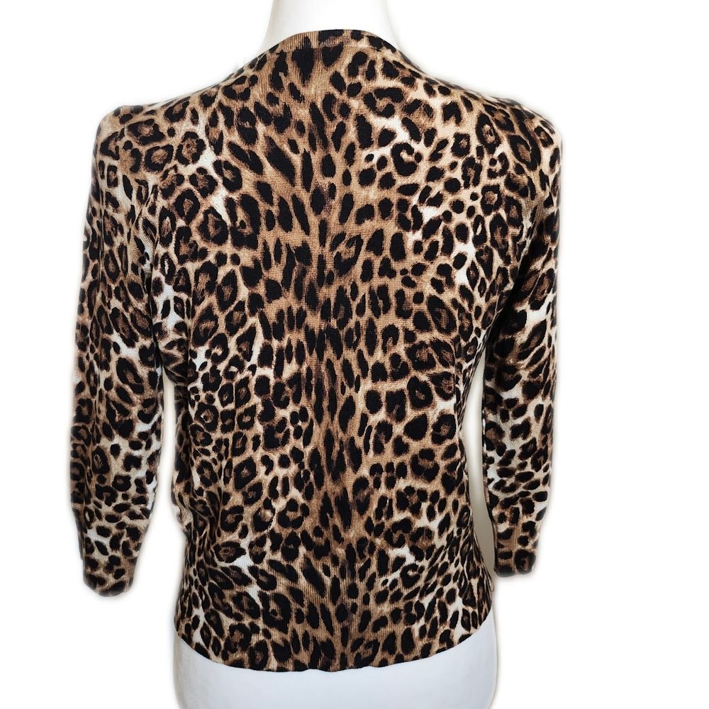 White House Black Market Snap Front Animal Print Cardigan Sweater, PS - Picture 3 of 6